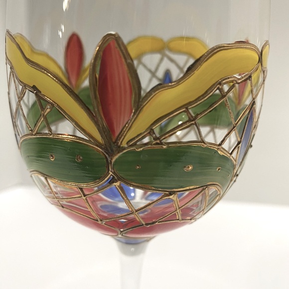 Orleans Romanian Crystal Wine Glasses Colorful Vibrant Hand-Painted Set of 4 - Picture 8 of 13